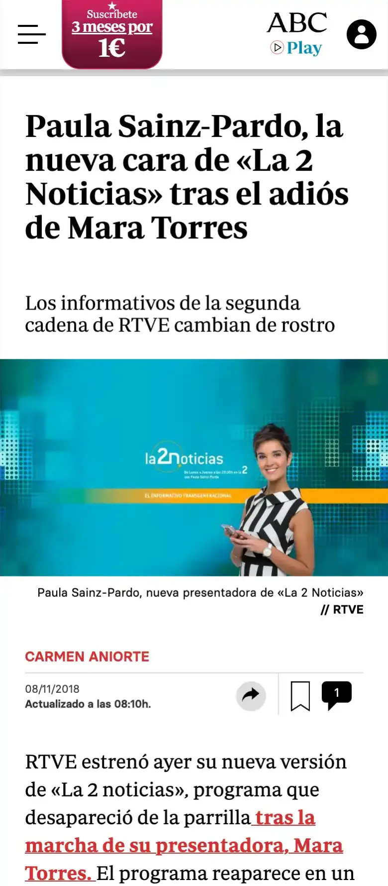 Paula Sainz-Pardo en el diario ABC