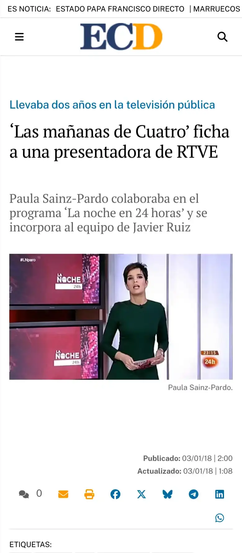 Paula Sainz-Pardo en el diario El Confidencial Digital