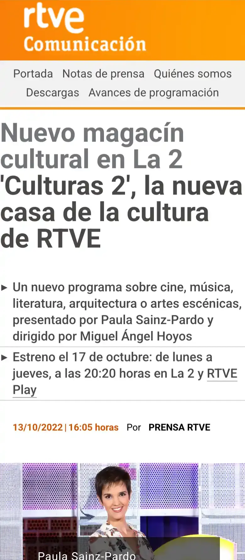 Paula Sainz-Pardo en rtve.es